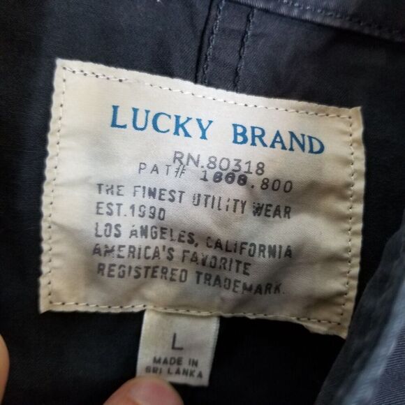 Lucky Brand Utility Jacket Womens Sz L Charcoal Denim Full Zip Field Military - Picture 5 of 6